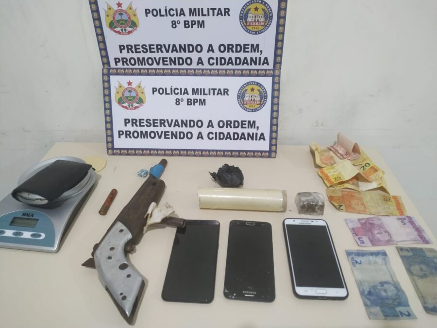 Polícia Militar de Sena, apreende arma de fogo e entorpecente no Ana Vieira