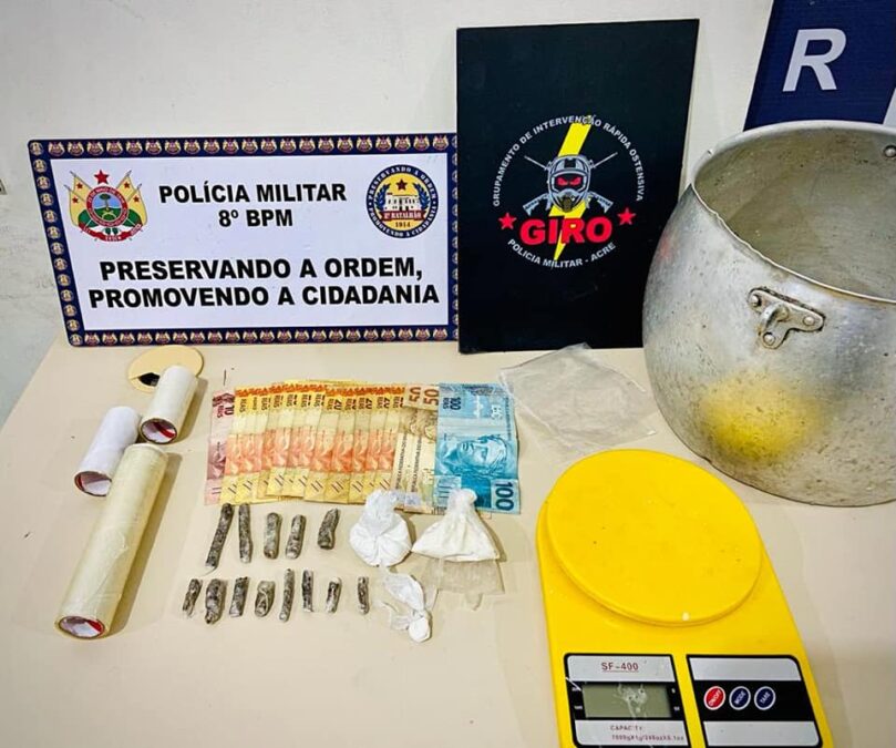 Polícia Militar de Sena Madureira apreende entorpecente no Bairro Pista