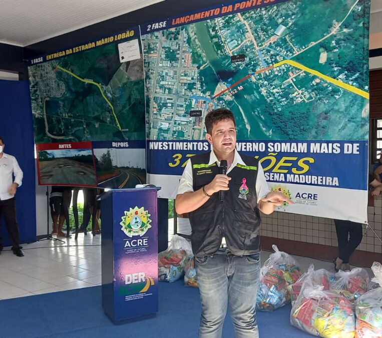 “Esse é o primeiro grande investimento de muitos que virão”, diz Gladson Cameli sobre a ponte do Segundo Distrito de Sena