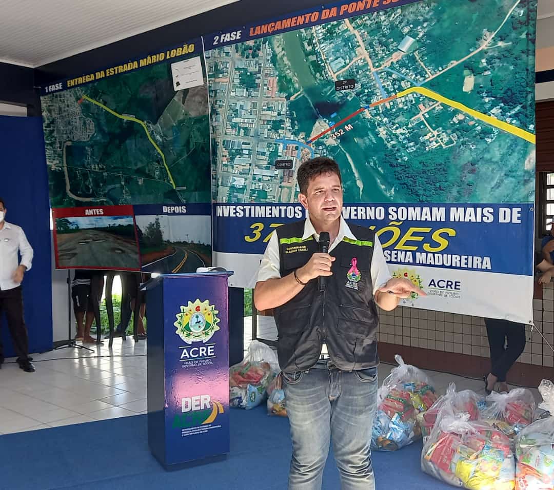 “Esse é o primeiro grande investimento de muitos que virão”, diz Gladson Cameli sobre a ponte do Segundo Distrito de Sena