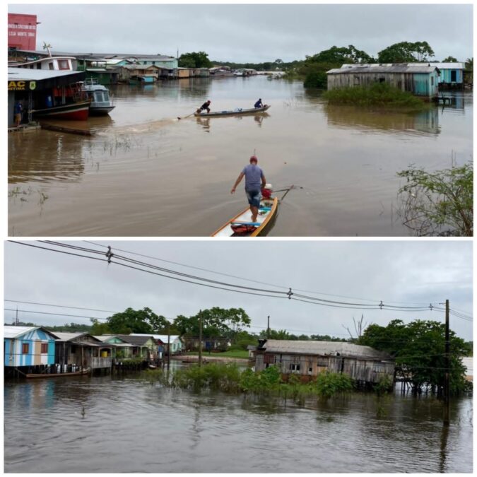 Nível do Rio Juruá continua subindo e atinge sete bairros em Cruzeiro do Sul