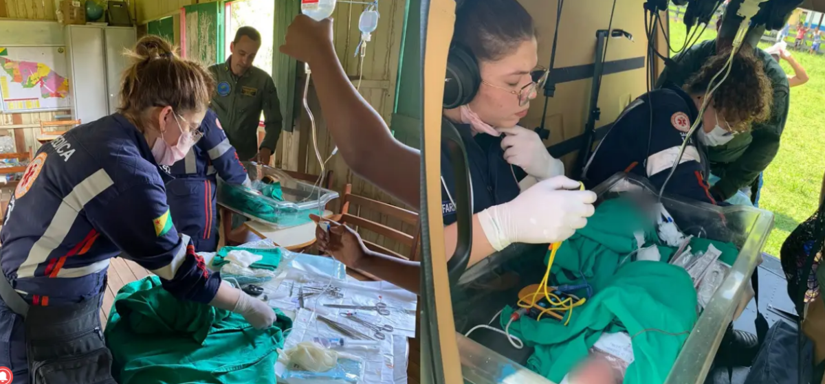 SENA: Helicóptero do Ciopaer resgata mãe e bebês gêmeos após parto em Colônia