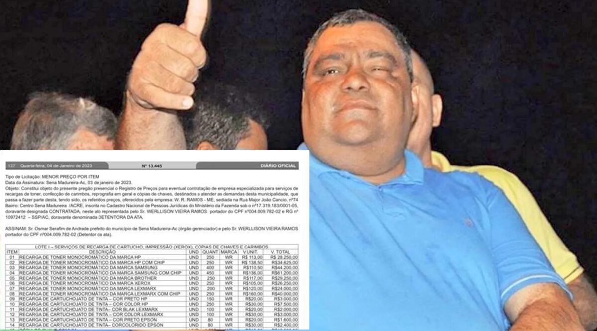 Prefeitura de Sena Madureira pode gastar até R$ 4 milhões em tintas, papel e carimbo