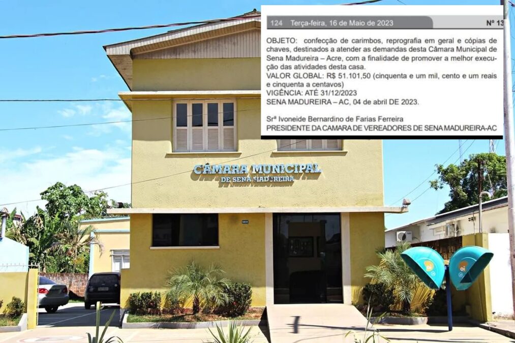 Câmara Municipal de Sena vai gastar R$ 51 mil em carimbos, xerox e cópias de chaves