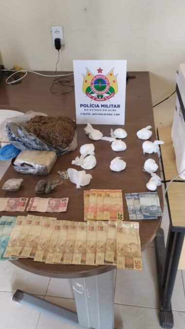 8º BPM prende um casal por tráfico de drogas em Santa Rosa do Purus
