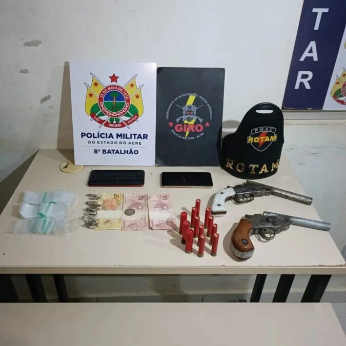 Polícia Militar de Sena apreende três armas de fogo e drogas em ações nos bairros Cristo Libertador e Segundo Distrito