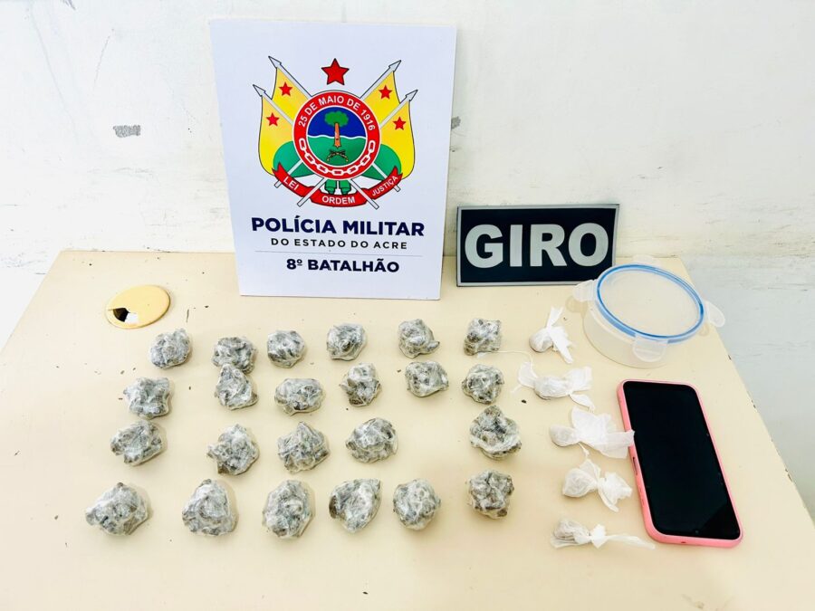 8º BPM apreende drogas no bairro Bom Sucesso em Sena Madureira.