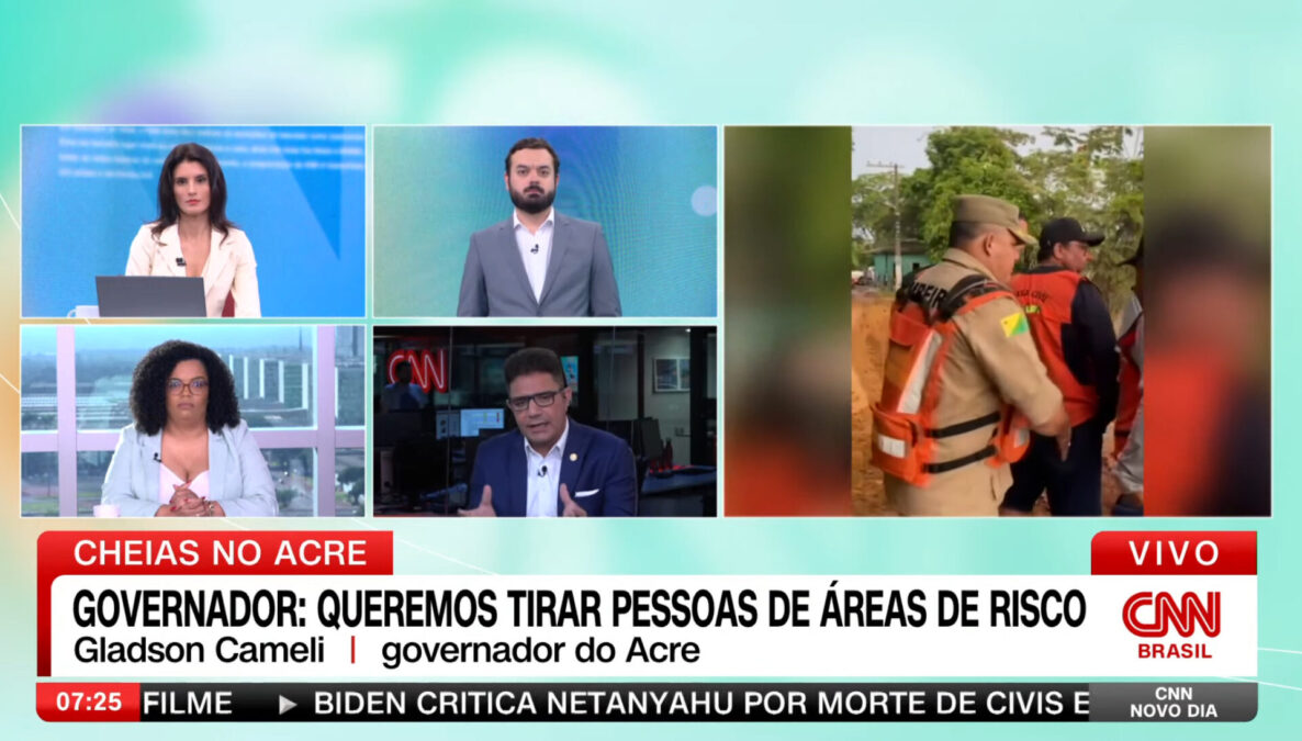 À CNN, Gladson Cameli afirma que Acre precisará de mais de R$ 300 milhões para recuperar danos da enchente