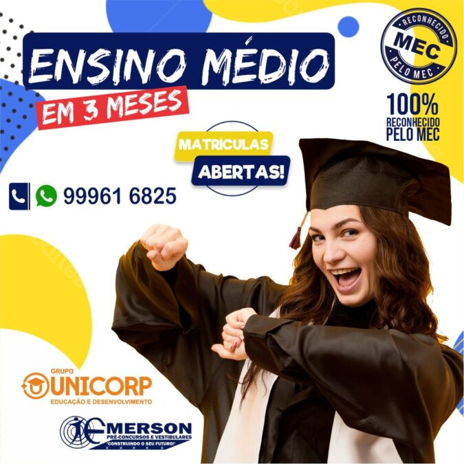 Realize seu sonho de terminar o Ensino Médio em apenas 3 meses!