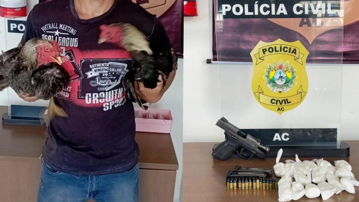 Polícia Civil do Acre apreende armas, drogas e galos de briga em operação em Manoel Urbano