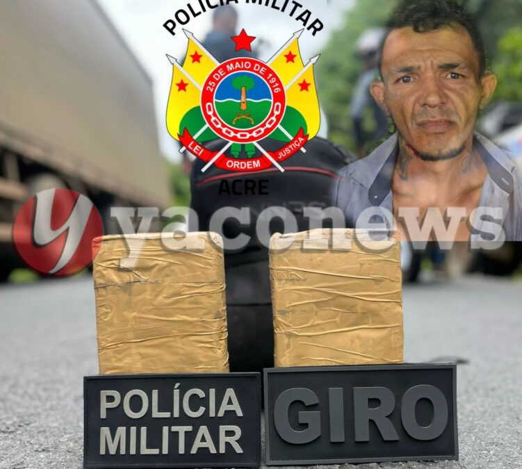 Militares do 8° Batalhão prendem homem pela terceira vez transportando drogas no interior do Acre