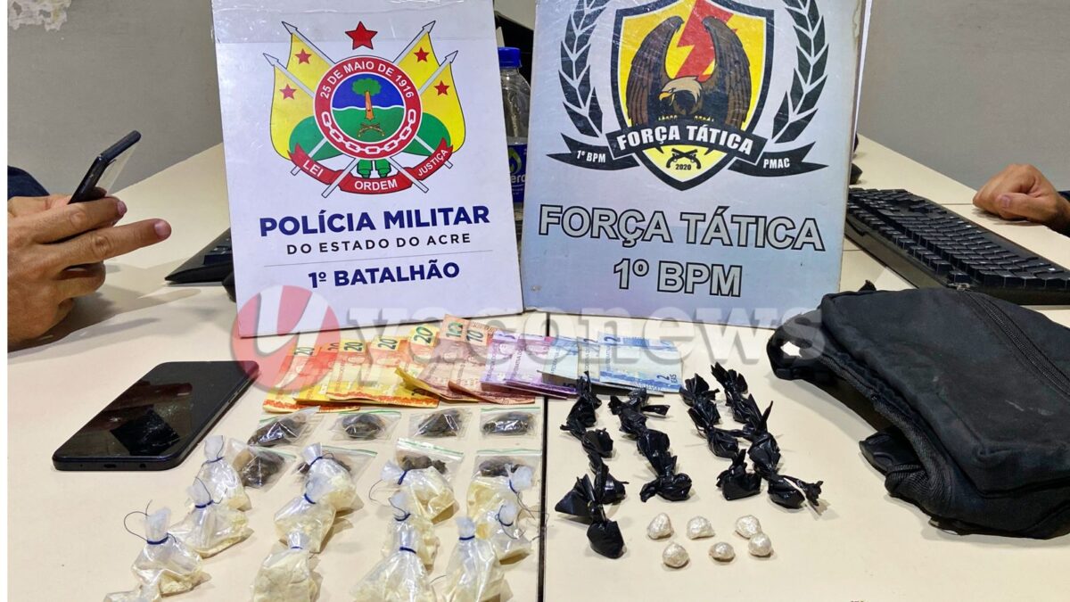 Polícia Militar detém jovem de 18 anos, após tentar fugir com pochete recheada de drogas em Rio Branco