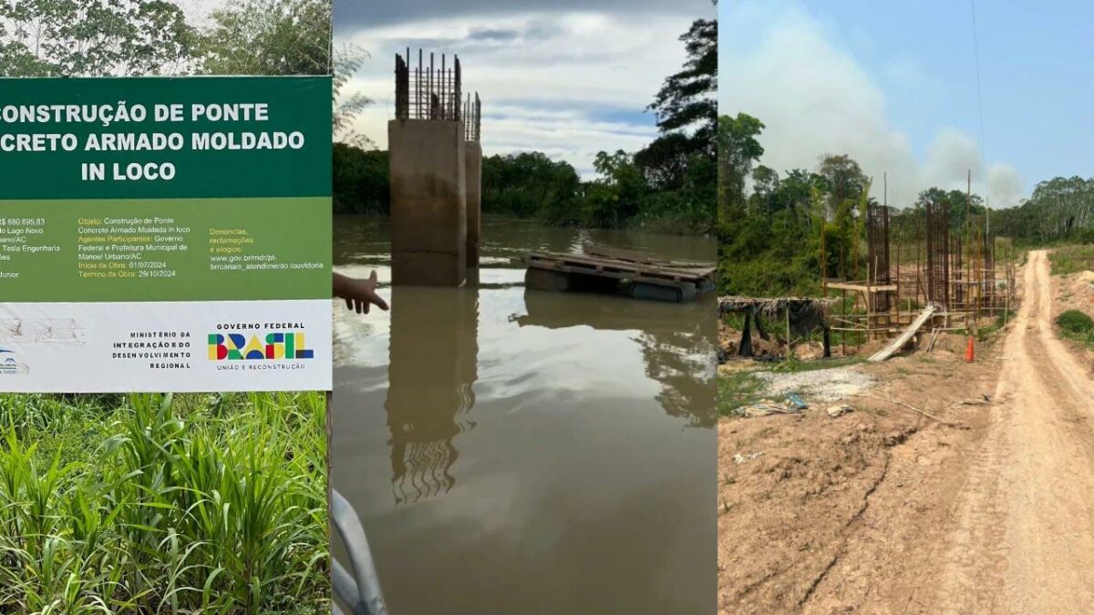 Empresa recebe verba de R$ 800 mil para construir ponte em Manoel Urbano, mas obra segue inacabada e prestadora desaparece