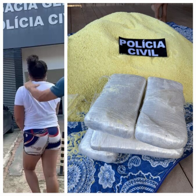 Polícia Civil apreende 7 kg de maconha escondidos em saco de farinha em Cruzeiro do Sul