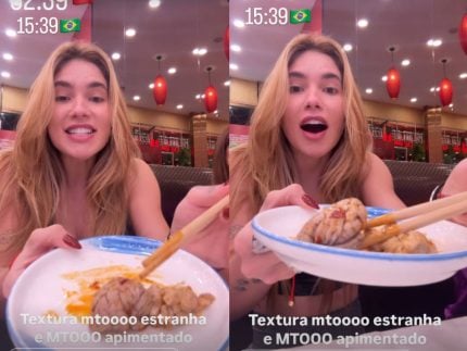 corajosa?-em-viagem-a-china,-virginia-experimenta-cerebro,-prato-tipico-do-pais