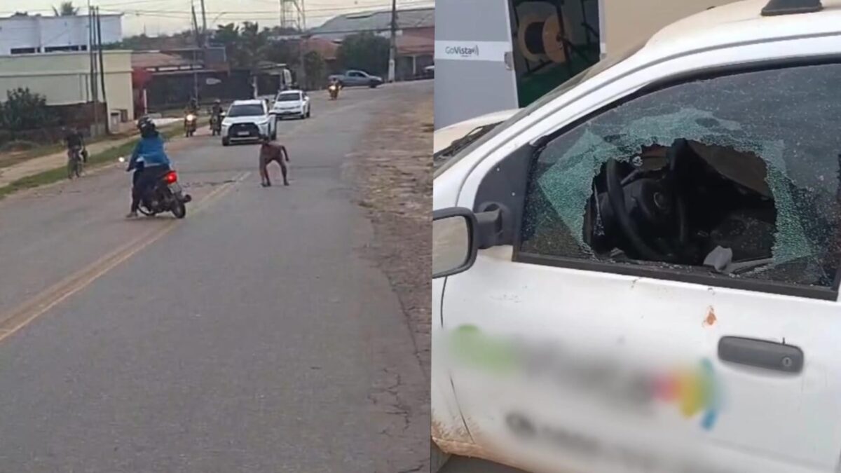 Vídeo: Mulher em possível surto joga pedras em veículos e quebra vidro de carro em Sena Madureira