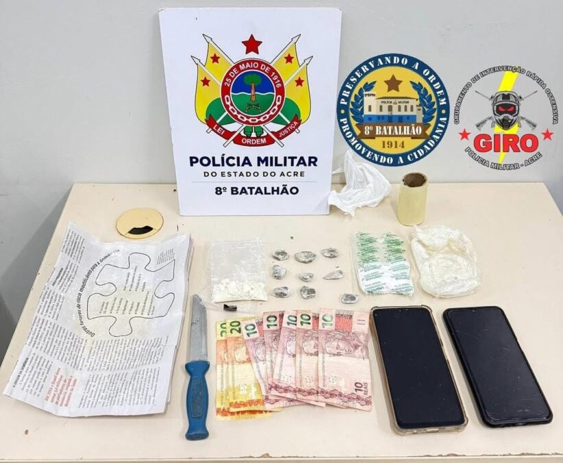 Mulher é presa por mandado e marido é detido por tráfico de drogas em Sena Madureira