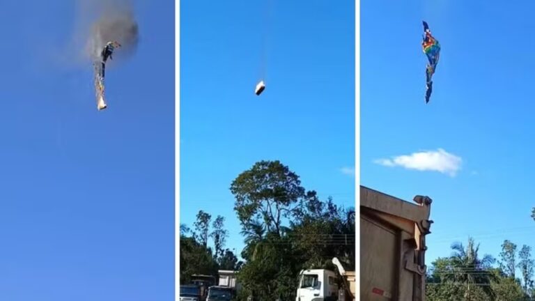 Queda de balão em Praia Grande (SC) — Foto: Redes Sociais/Reprodução