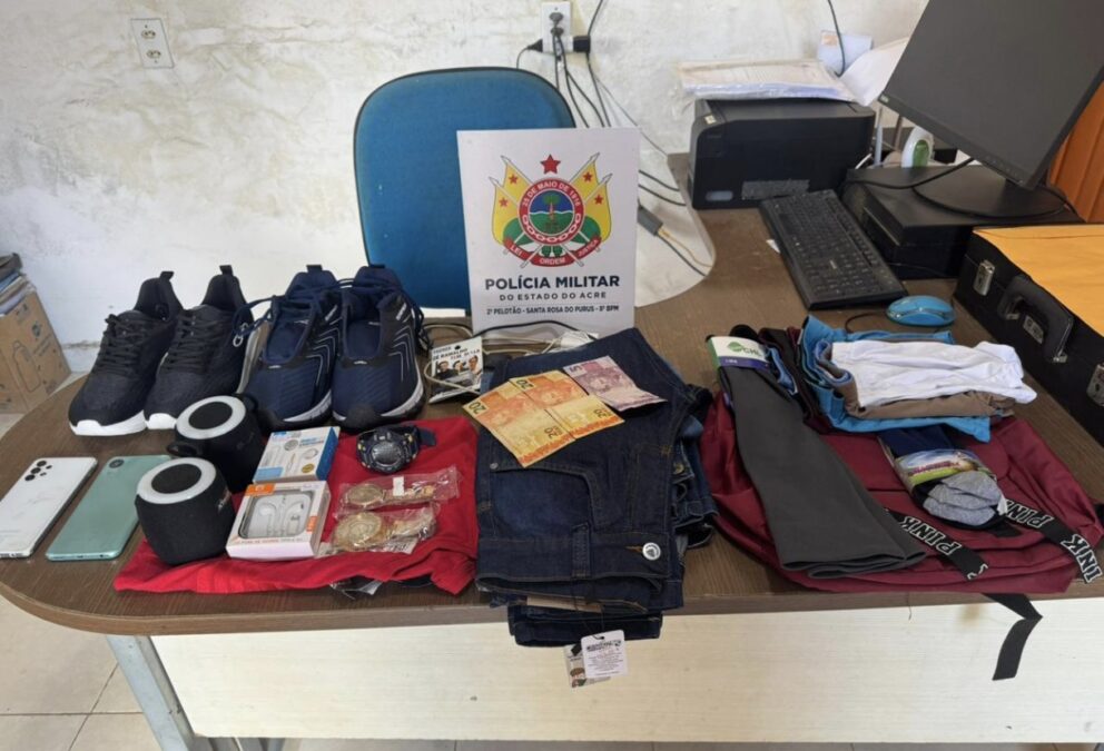 Polícia Militar recupera produtos furtados de loja em Santa Rosa do Purus