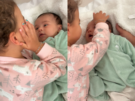 bruna-biancardi-compartilha-fotos-de-mavie-fazendo-carinho-na-irma-cacula,-mel