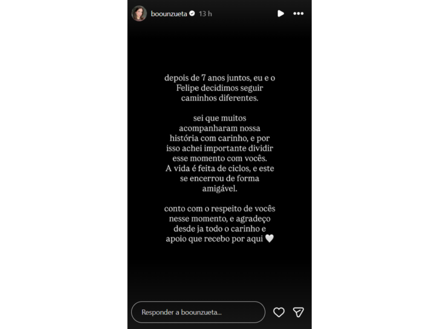 Bruna Unzueta anuncia separação após 7 anos casada com atleta Felipe Balaban
