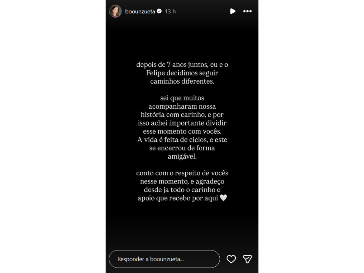 Bruna Unzueta anuncia separação após 7 anos casada com atleta Felipe Balaban