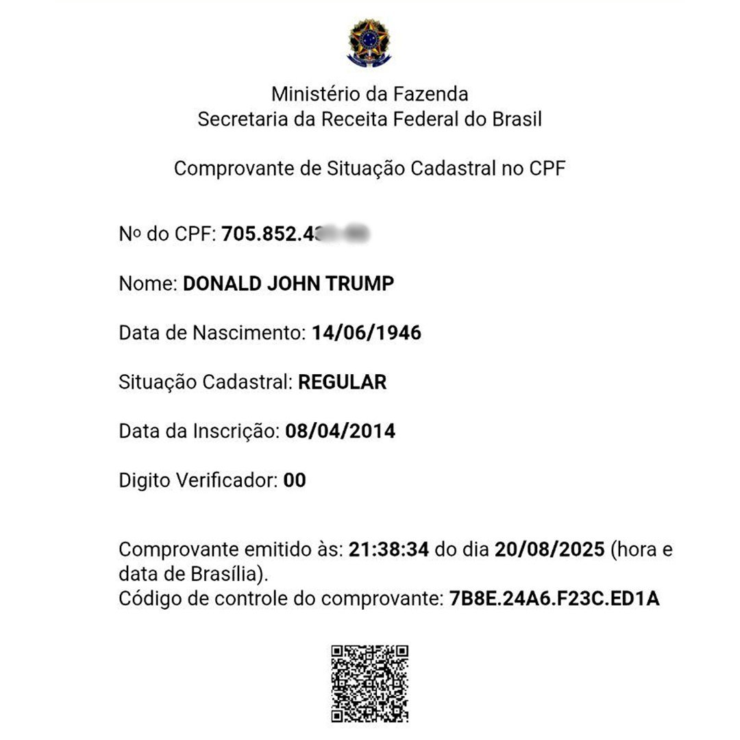 Trump é brasileiro? Presidente dos Estados Unidos tem CPF válido no país
