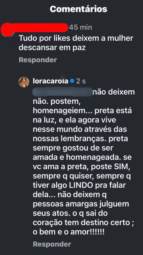 carolina-dieckmmann-reage-as-criticas-por-homenagens-a-preta-gil:-“pessoas-amargas”