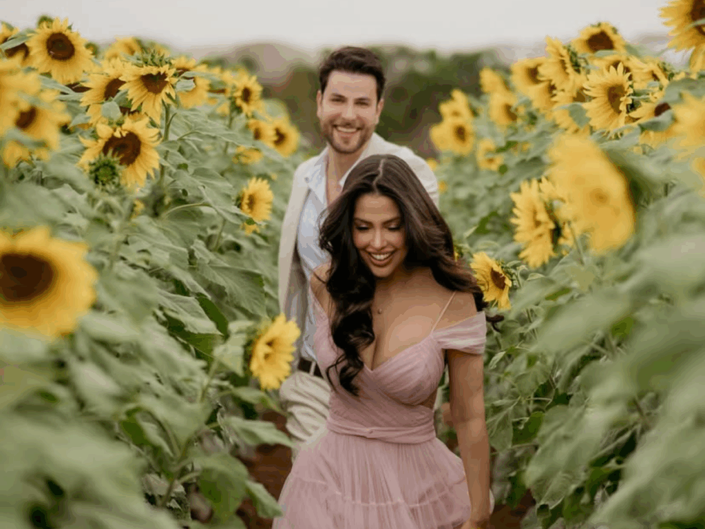 lais-caldas-e-gustavo-marsengo-fazem-ensaio-pre-casamento-em-campo-de-girassois