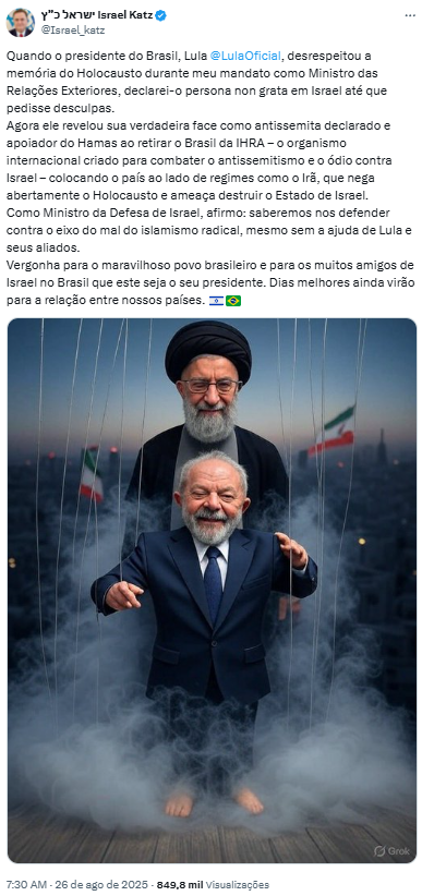 itamaraty-rebate-ministro-de-israel-que-disse-que-lula-e-antissemita:-“grosserias”