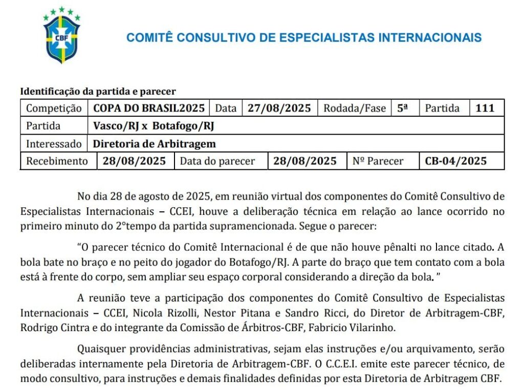 comite-de-arbitragem-da-cbf-aprova-decisao-de-nao-dar-penalti-em-vasco-e-botafogo