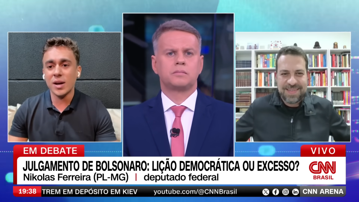 Nikolas Ferreira rebate Boulos ao vivo e nega vínculo com crime organizado: “Mentiroso”