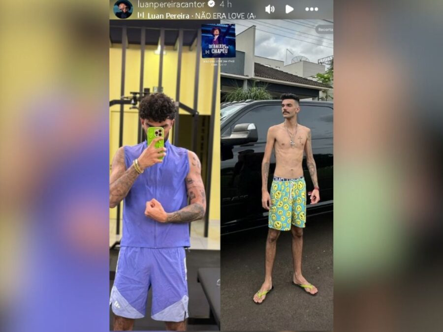 Luan Pereira mostra antes e depois do corpo após foco na musculação: “Mudou?”