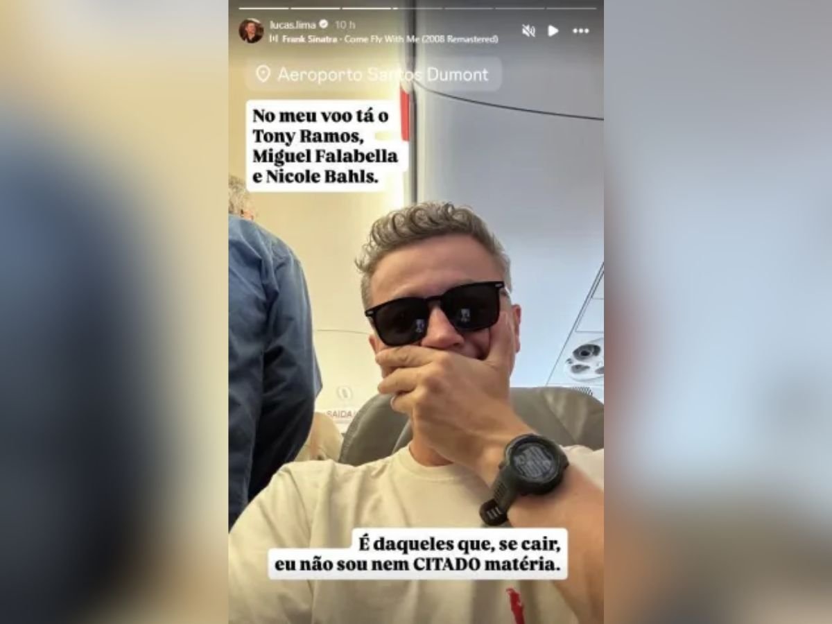 Lucas Lima brinca ao pegar voo com outros famosos: “Se cair, nem sou citado”
