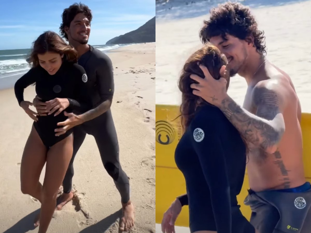 Gabriel Medina faz primeira aparição pública com nova namorada em jogo da NFL