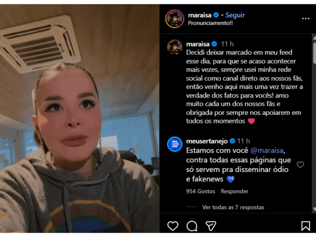 maraisa-se-manifesta-apos-ser-acusada-de-ignorar-crianca:-“disseminando-mentiras”