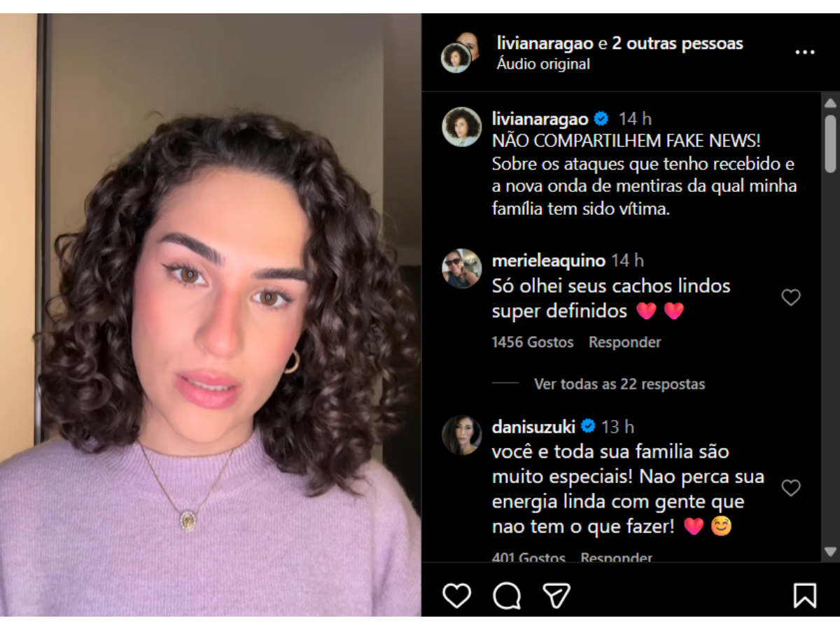 Lívian Aragão nega ter colocado o pai no asilo e repudia fake news sobre sua família