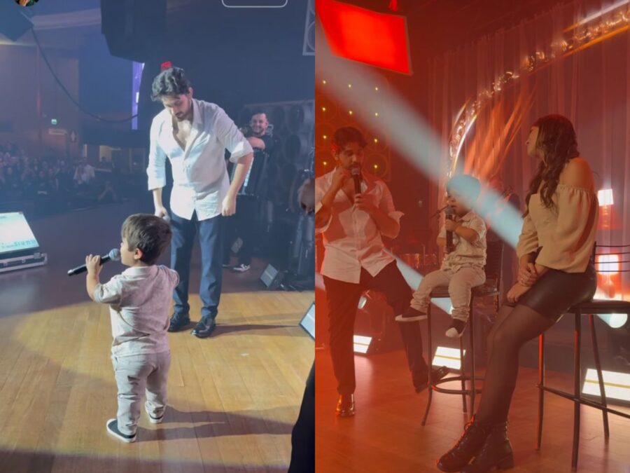 Fã mirim encanta ao conhecer Gustavo Mioto e cantar com o artista durante show