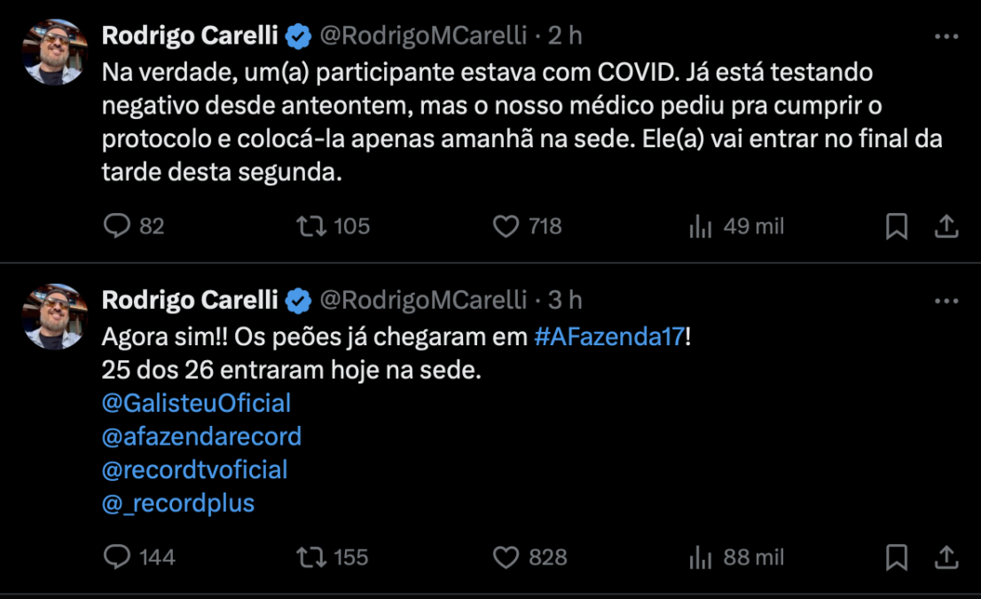 Participante com Covid antes da estreia de “A Fazenda” muda os planos da Record