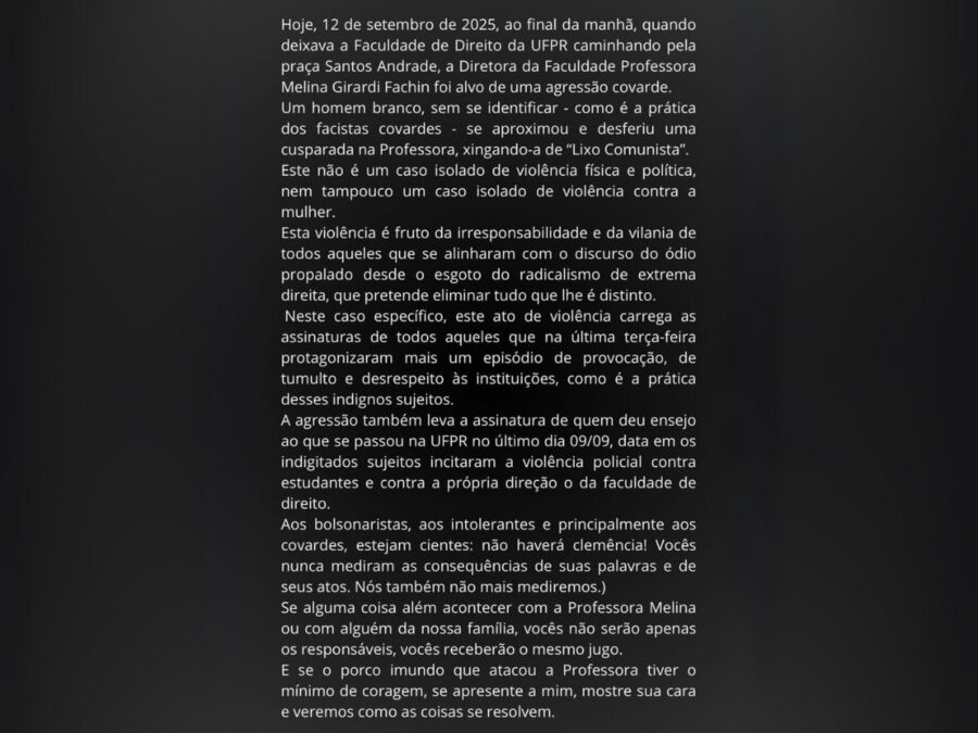 Filha de ministro Fachin sofre ataque em praça no centro de Curitiba