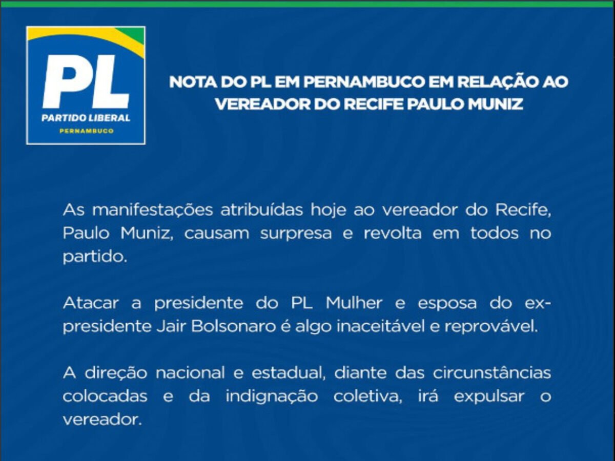 PL decide expulsar vereador que xingou Michelle Bolsonaro de “quenga”