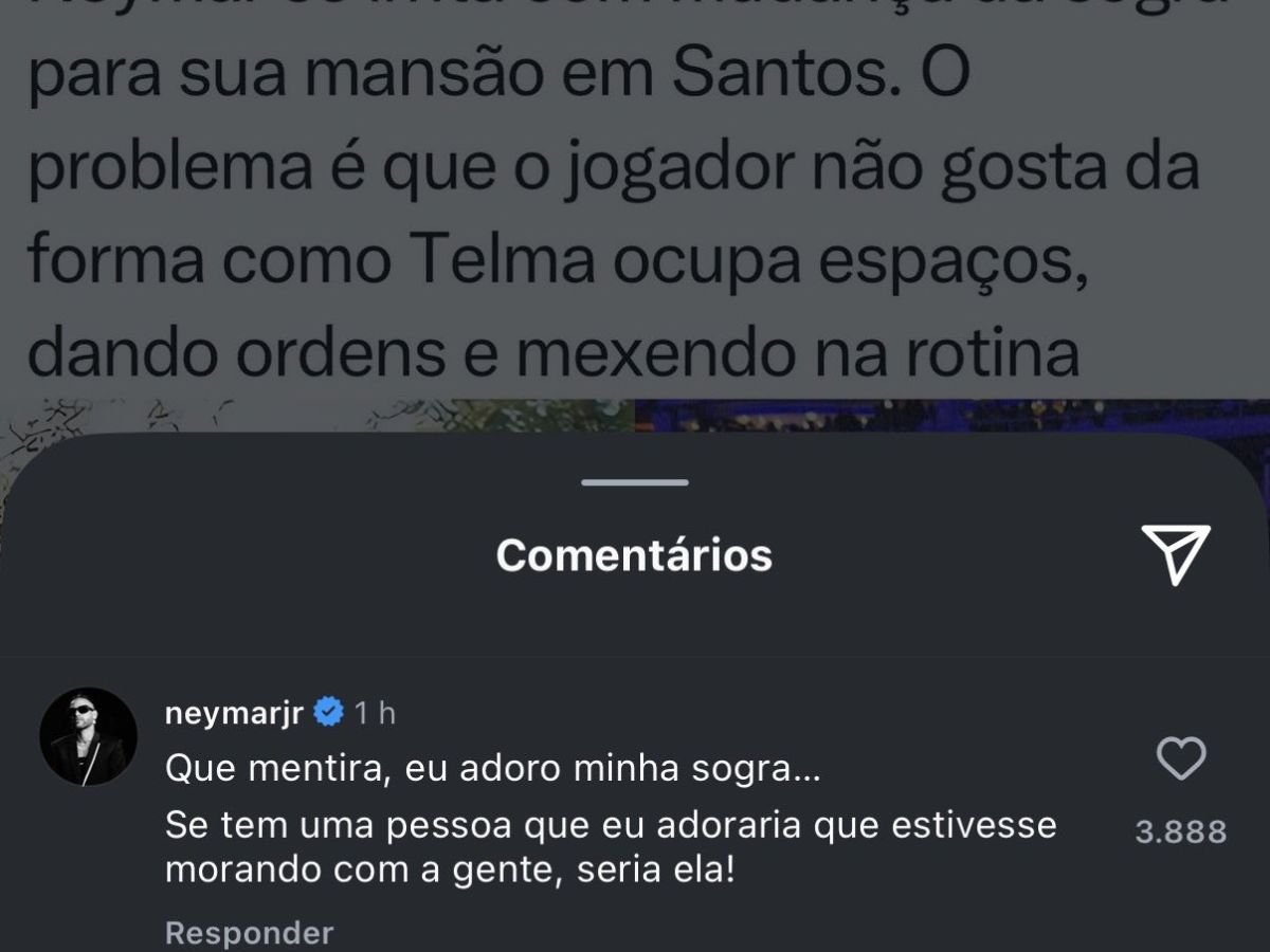 Neymar nega desentendimento com a sogra, mãe de Biancardi: “Adoro minha sogra”