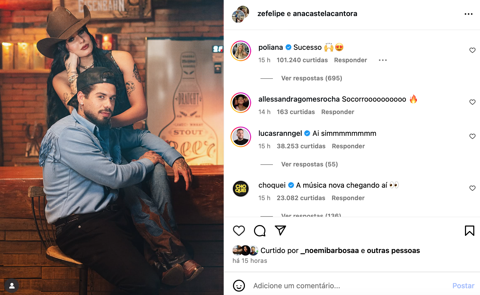 Poliana Rocha reage à parceria de Zé Felipe e Ana Castela: “Sucesso”