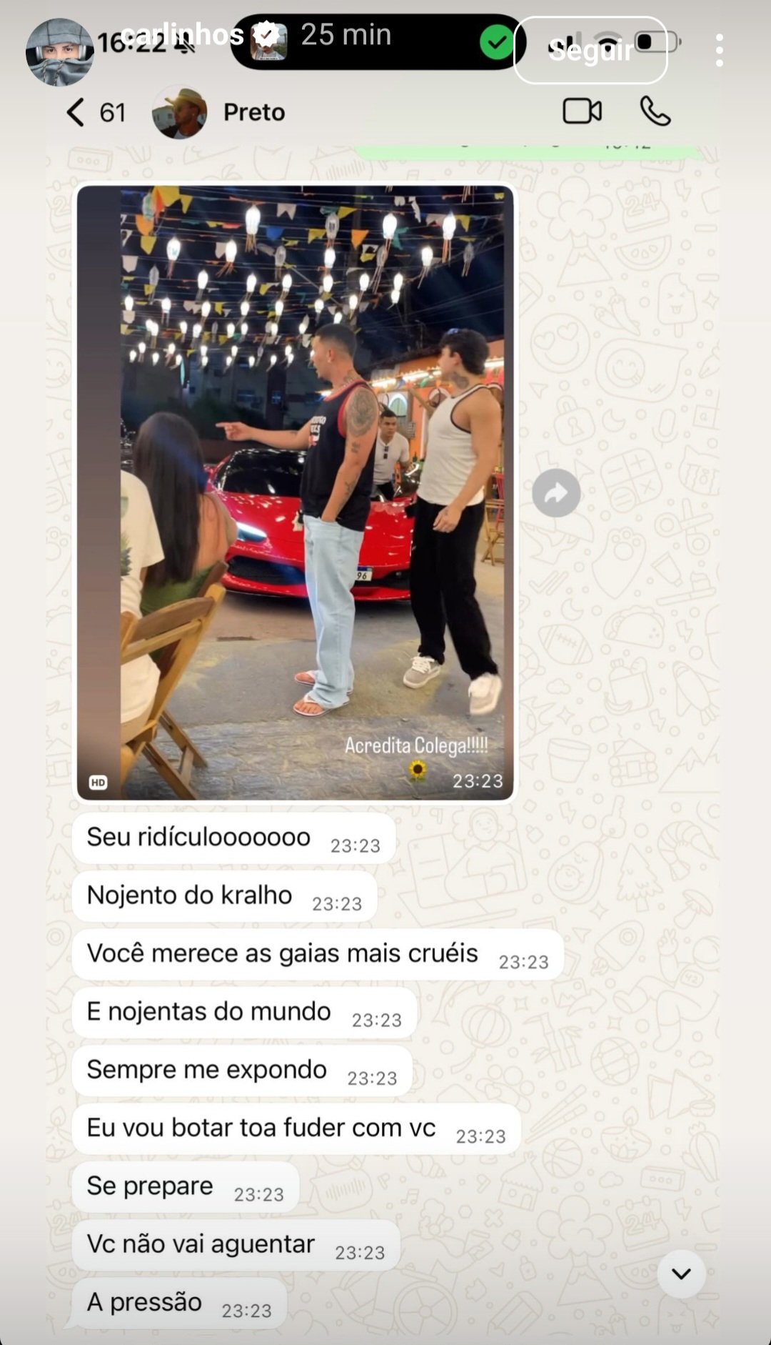 Depois de Lucas expor print, Carlinhos Maia dá o troco: “Não aguenta a pressão”