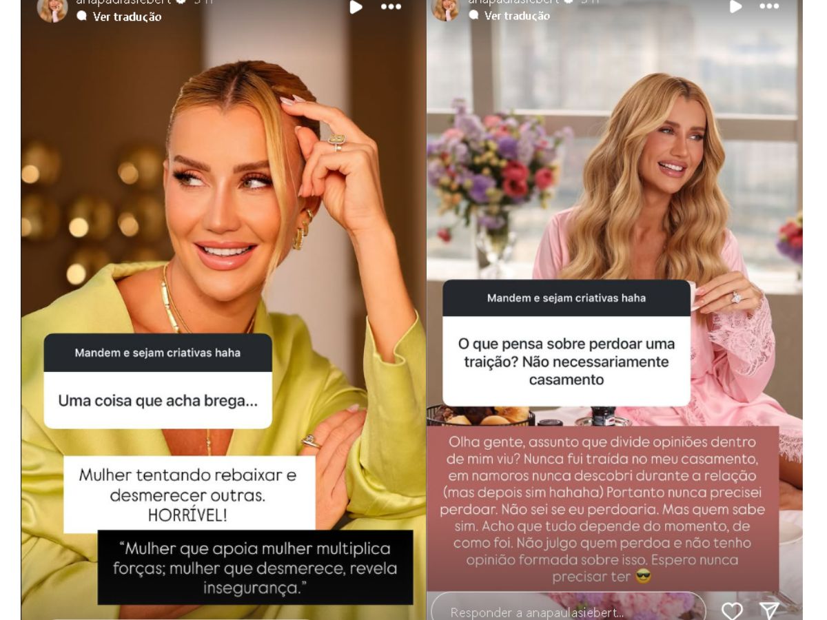 Casada com Roberto Justus, Ana Paula Siebert responde se perdoaria uma traição