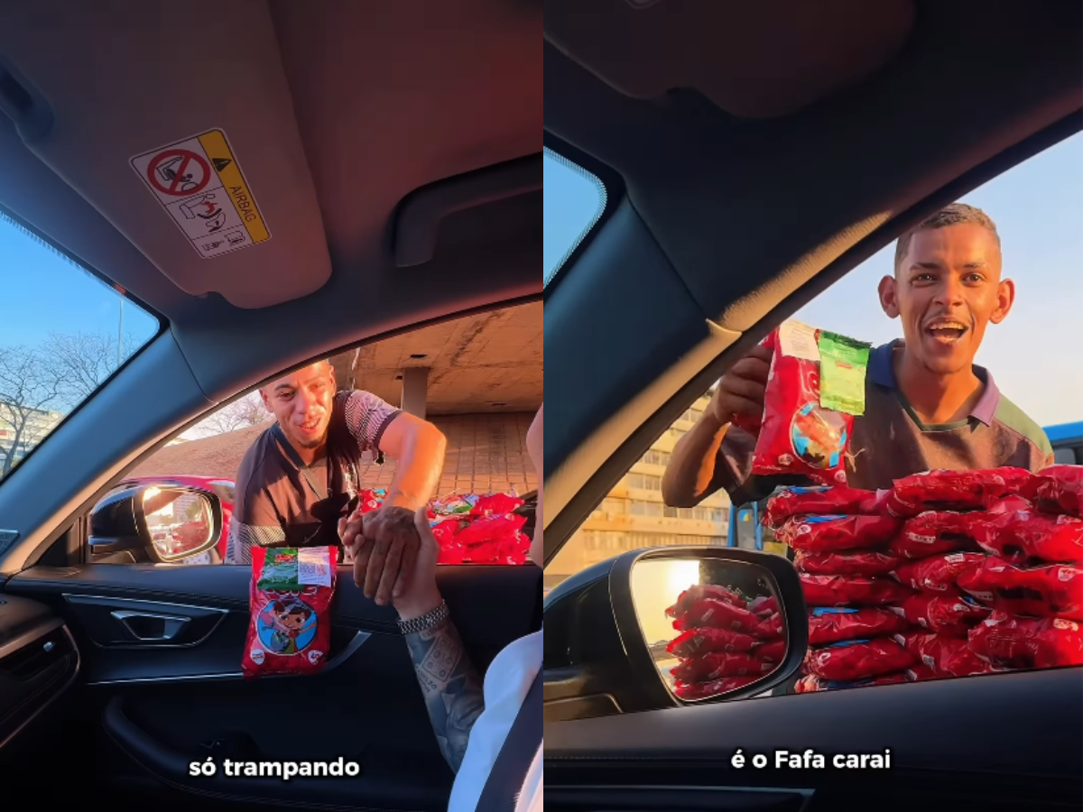 MC Daniel faz pix de R$ 500 para vendedores de pipoca em semáforo de Brasília