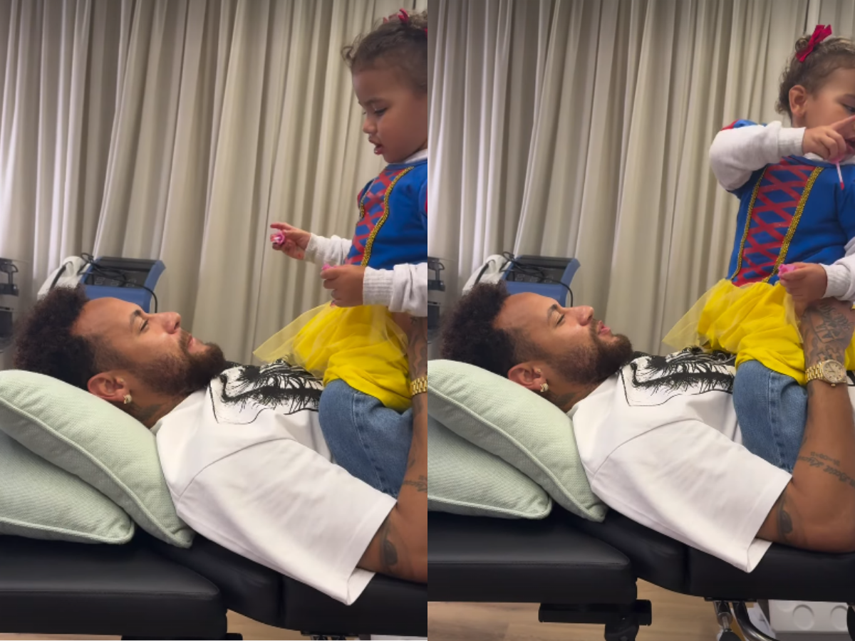 Fantasiada de Branca de Neve, Mavie surpreende Neymar com batom: “Passa mais”