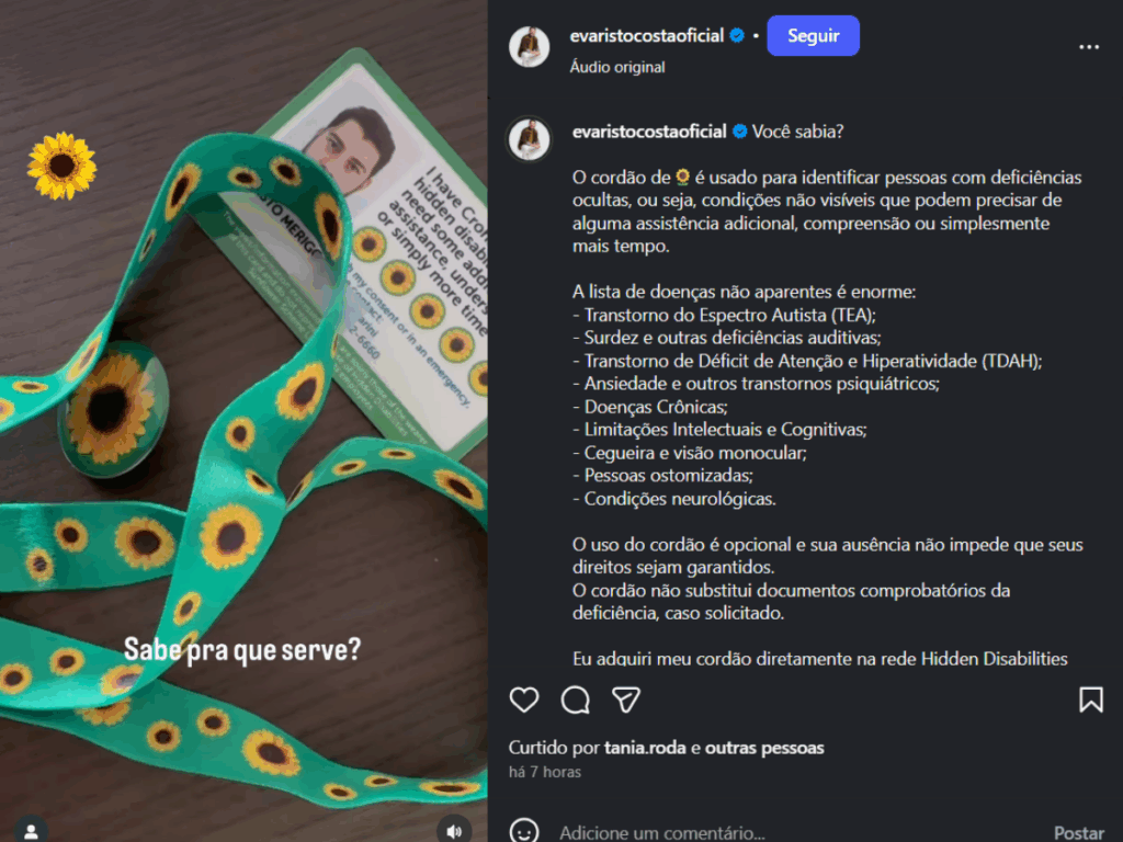 diagnosticado-com-doenca-de-crohn,-evaristo-costa-explica-uso-do-cordao-de-girassol