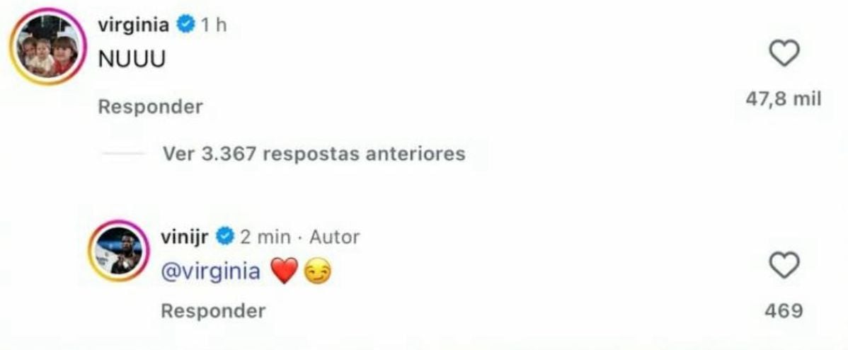 Não passou batido! Vini Jr. responde comentário de Virginia e causa repercussão nas redes