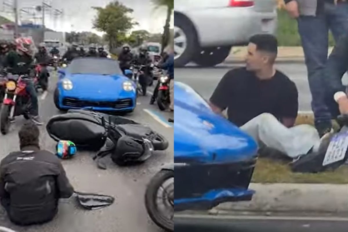 Influenciador de Porsche atropela motociclista e nega bafômetro. Vídeo